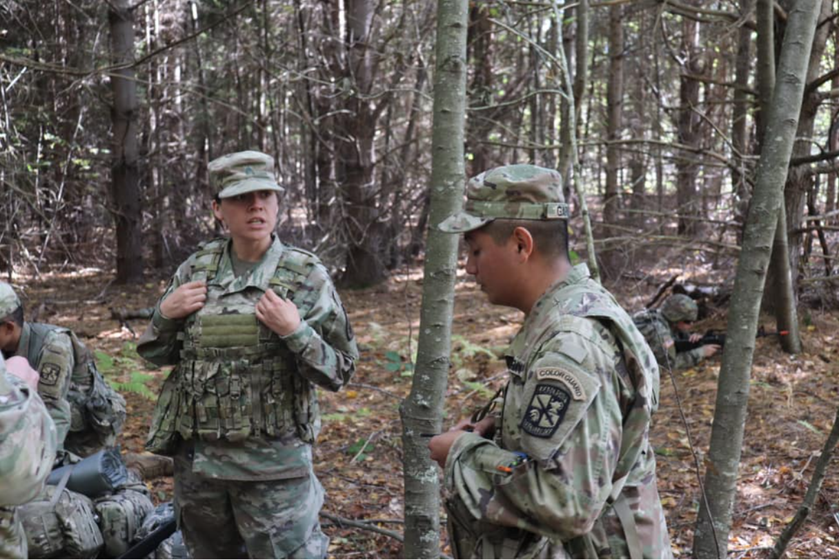 UConn Cadets talk with SFAB during a training exercise